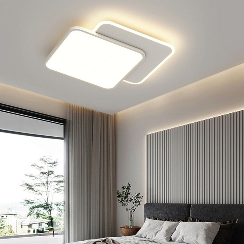 White 2-Light Flush Mount in Modern Creative Style Geometric LED Ceiling Light