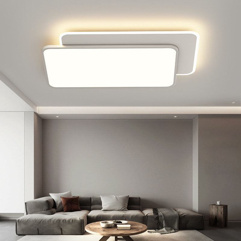 White 2-Light Flush Mount in Modern Creative Style Geometric LED Ceiling Light