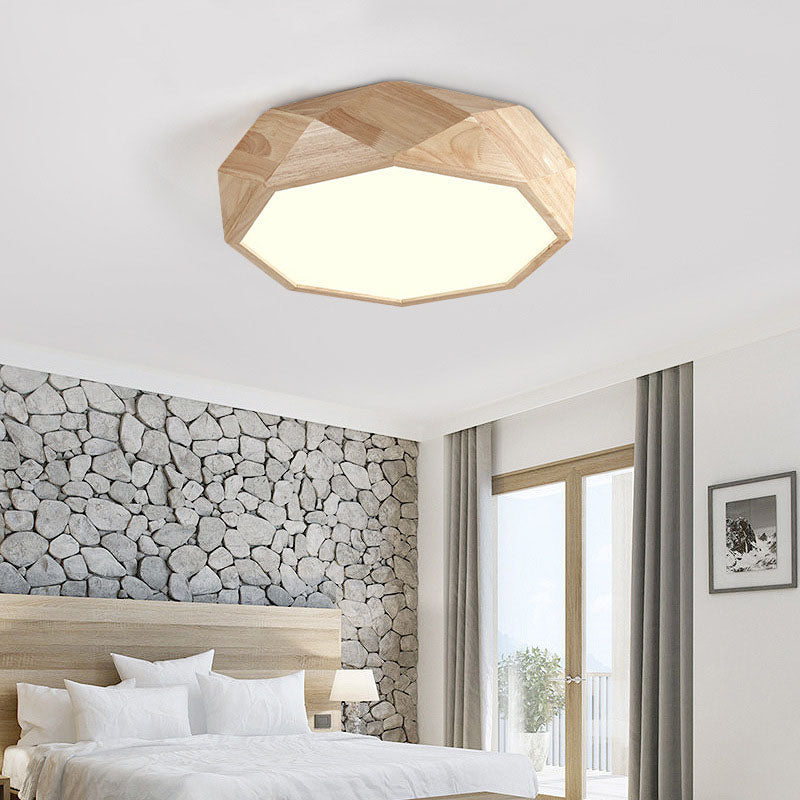 Modern Simplicity LED Flush Mount Wooden Geometric Ceiling Light with Acrylic Shade