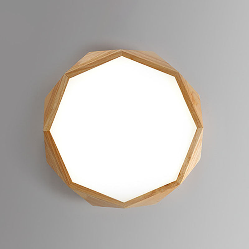 Modern Simplicity LED Flush Mount Wooden Geometric Ceiling Light with Acrylic Shade