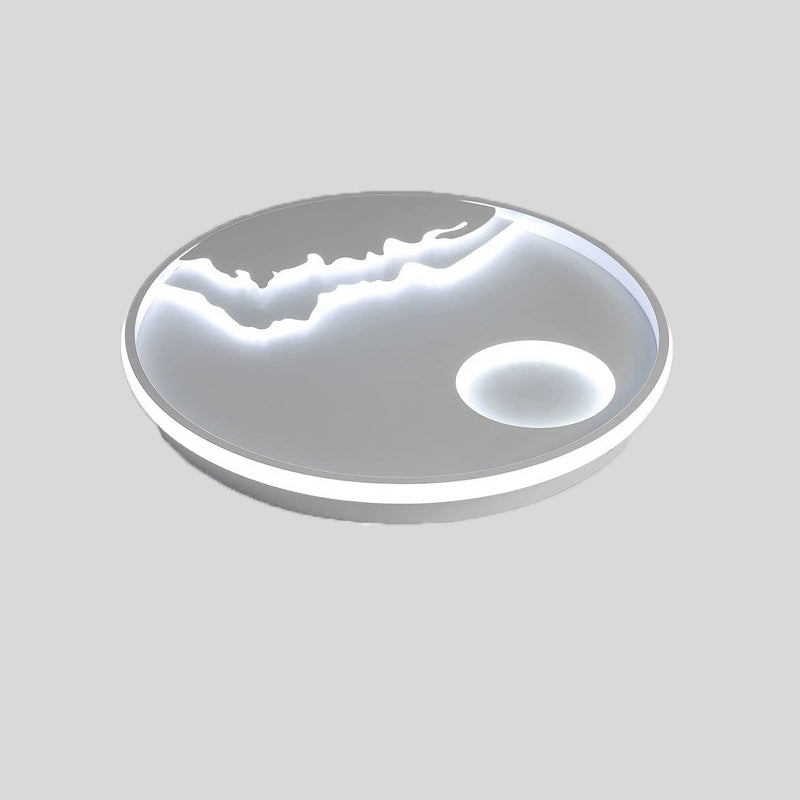 White Circular Flush Mount in Modern Creative Style Acrylic LED Ceiling Fixture