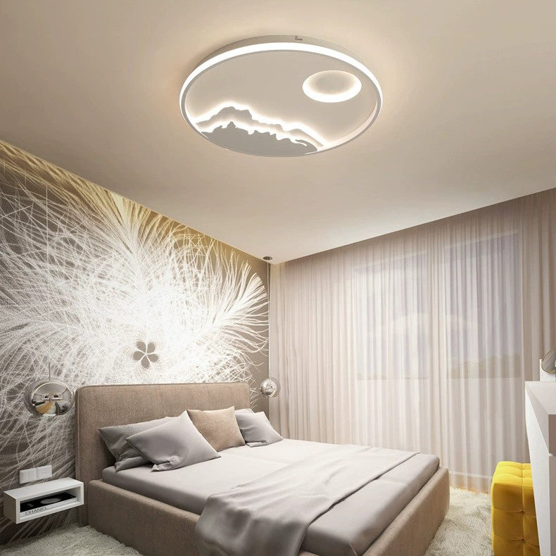 White Circular Flush Mount in Modern Creative Style Acrylic LED Ceiling Fixture