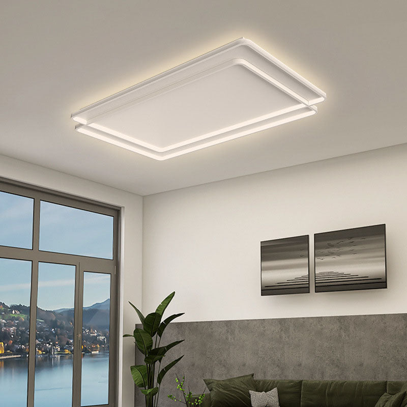 White 2-Light Ceiling Light in Modern Minimalist Silicone LED Flush Mount for Bedroom