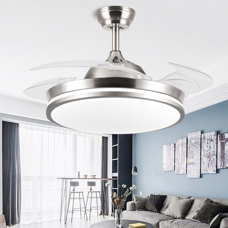 Nordic Style Ceiling Fan Lamp Round Shape Ceiling Fan Light with Acrylic Shade for Bedroom