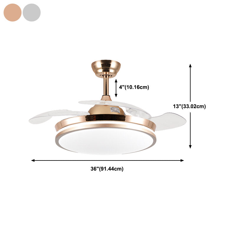 Nordic Style Ceiling Fan Lamp Round Shape Ceiling Fan Light with Acrylic Shade for Bedroom