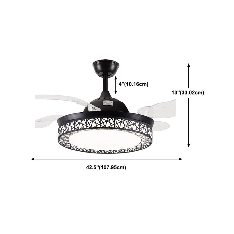 Nordic Style Ceiling Fan Lamp Round Shape Ceiling Fan Light with Acrylic Shade for Bedroom