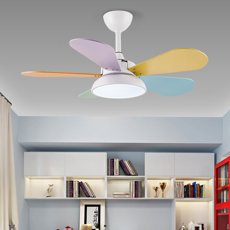 Nordic Style Metal Ceiling Fan Lamp Colorful Ceiling Fan Light for Children Room