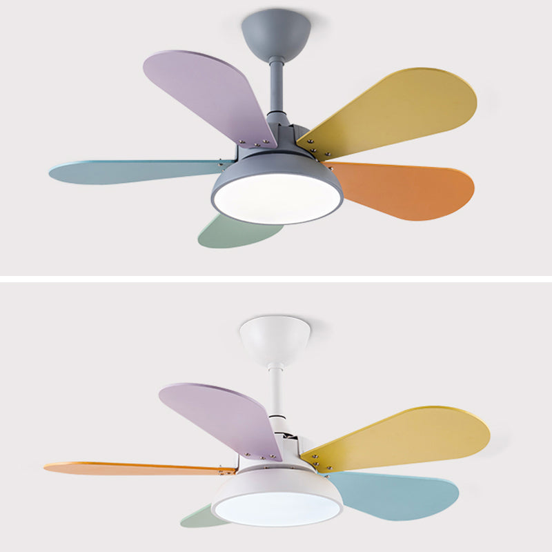 Nordic Style Metal Ceiling Fan Lamp Colorful Ceiling Fan Light for Children Room