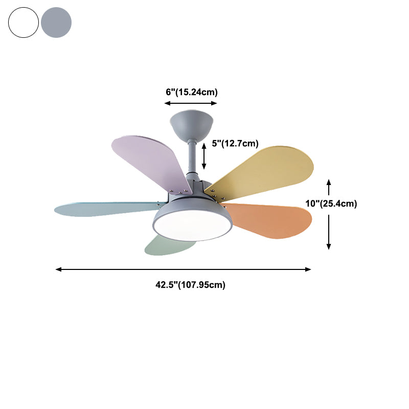 Nordic Style Metal Ceiling Fan Lamp Colorful Ceiling Fan Light for Children Room