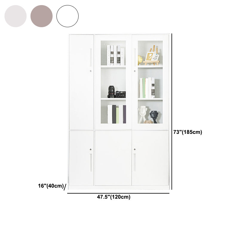 Closed Metal Bookcase Modern Home Living Room Bedroom Standard Bookshelf