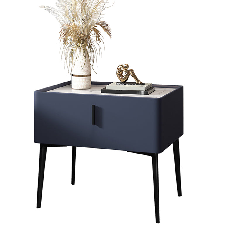 Modern Wooden Nightstand with Drawer 19.6"Tall Solid Color Nightstand