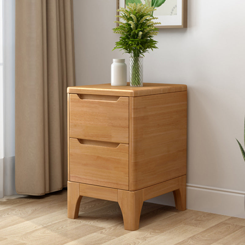 Modern Solid Wood Nightstand 19.6"Tall 2 - Drawer Nightstand in Natural / Brown / White