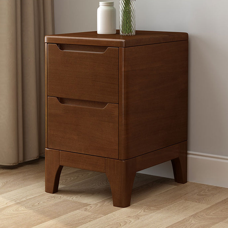 Modern Solid Wood Nightstand 19.6"Tall 2 - Drawer Nightstand in Natural / Brown / White