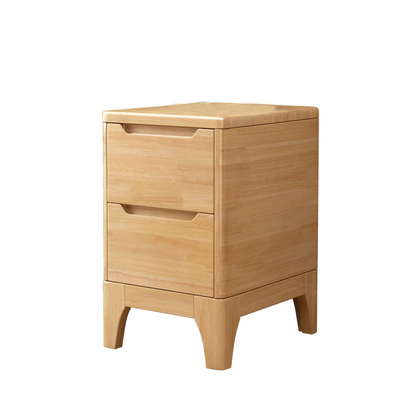 Modern Solid Wood Nightstand 19.6"Tall 2 - Drawer Nightstand in Natural / Brown / White