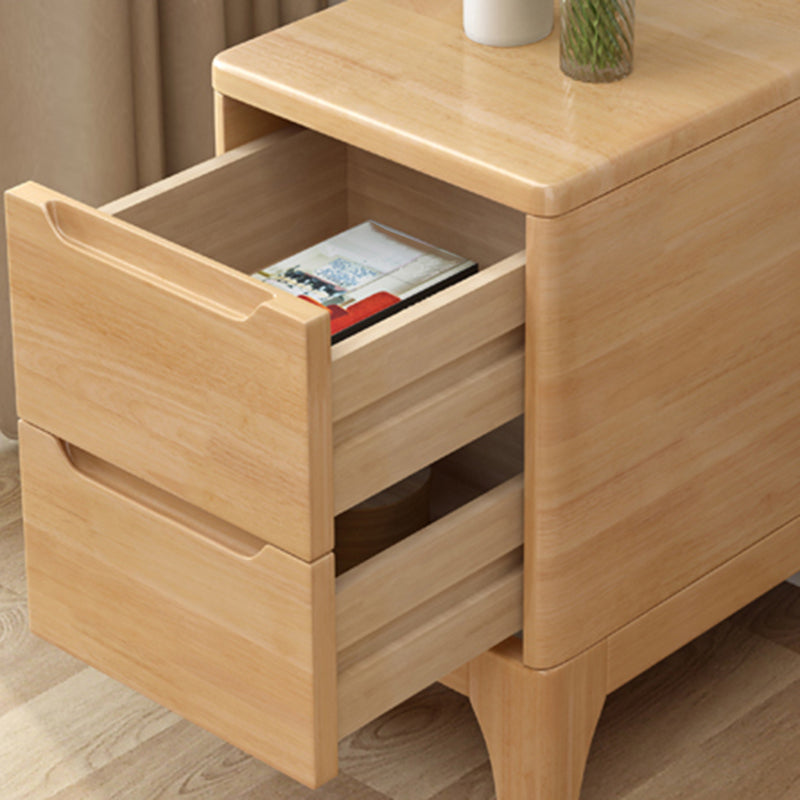 Modern Solid Wood Nightstand 19.6"Tall 2 - Drawer Nightstand in Natural / Brown / White