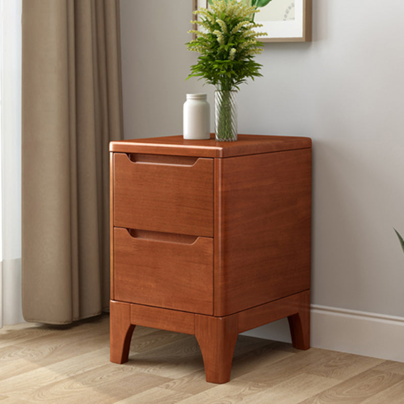 Modern Solid Wood Nightstand 19.6"Tall 2 - Drawer Nightstand in Natural / Brown / White