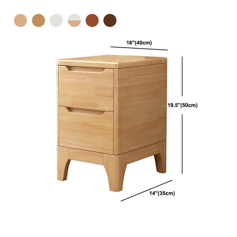 Modern Solid Wood Nightstand 19.6"Tall 2 - Drawer Nightstand in Natural / Brown / White