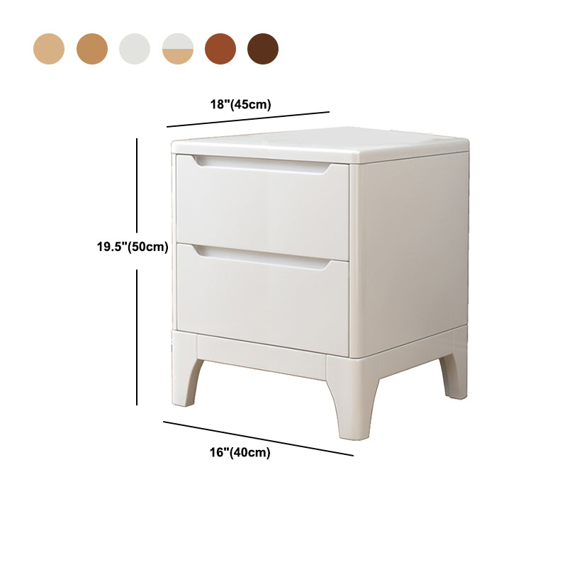 Modern Solid Wood Nightstand 19.6"Tall 2 - Drawer Nightstand in Natural / Brown / White