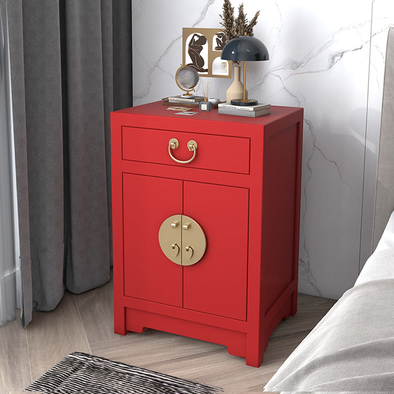 Solid Wood Nightstand with Cabinet 27.5"Tall 1 - Drawer Nightstand