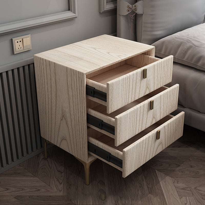 Solid Wood Drawer Storage Night Table 2 Drawer Modern Bed Nightstand