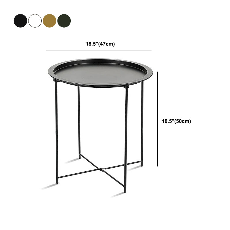 Nordic Round Tray Top Night Table 20" Tall Metal Four-Leg Nightstand