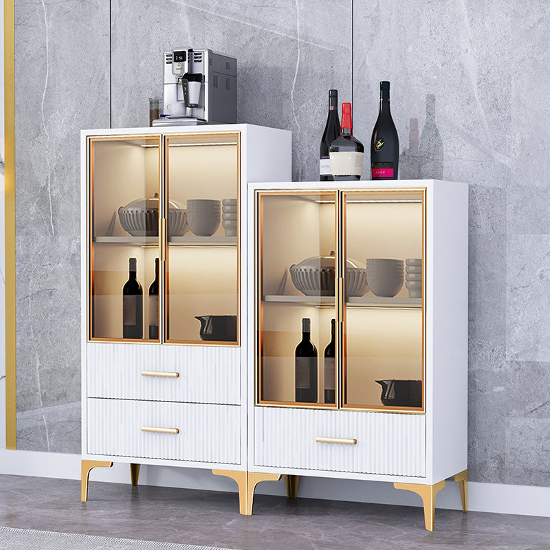 Glam Style Sideboard Engineered Wood Storage Sideboard with Glass Doors