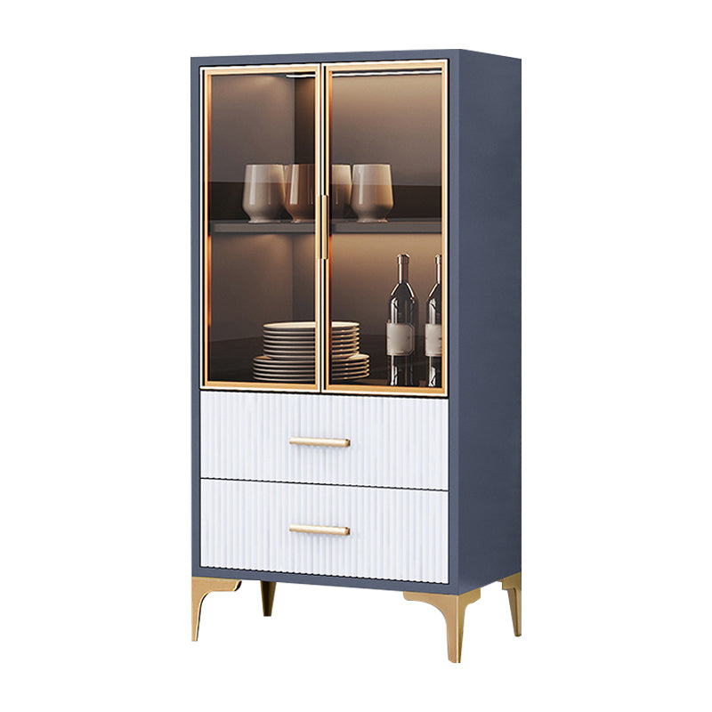 Glam Style Sideboard Engineered Wood Storage Sideboard with Glass Doors