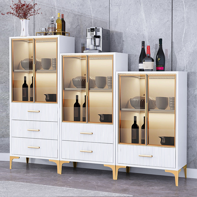 Glam Style Sideboard Engineered Wood Storage Sideboard with Glass Doors