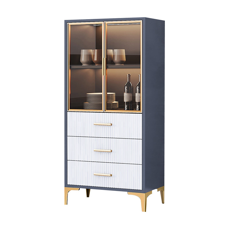 Glam Style Sideboard Engineered Wood Storage Sideboard with Glass Doors