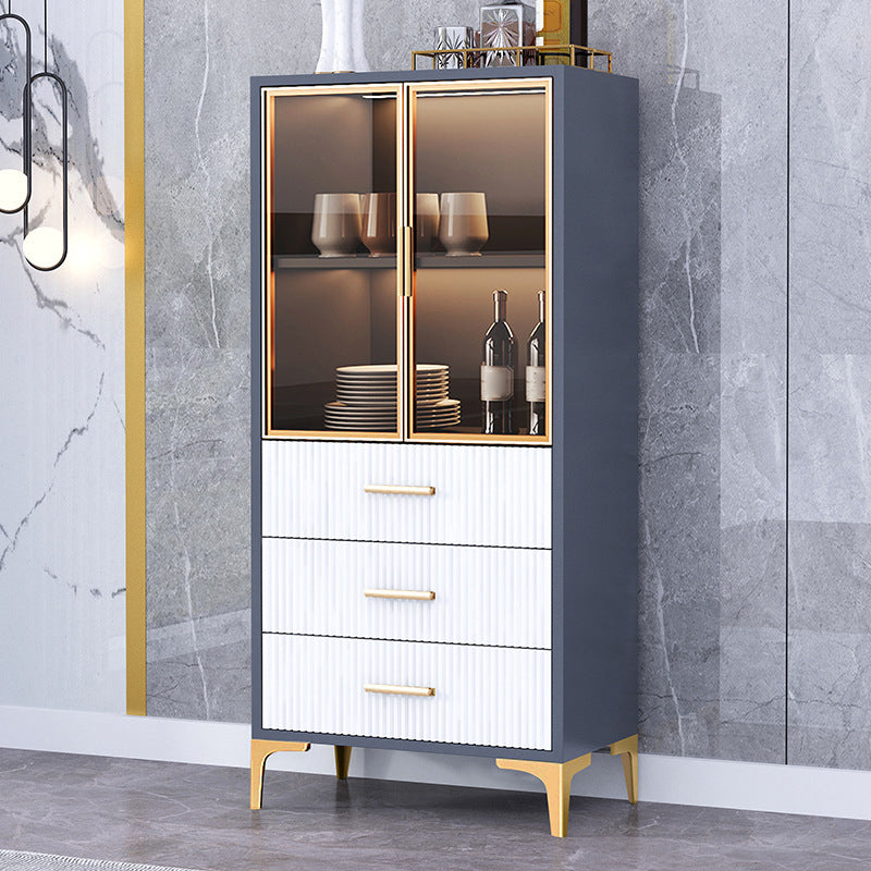 Glam Style Sideboard Engineered Wood Storage Sideboard with Glass Doors