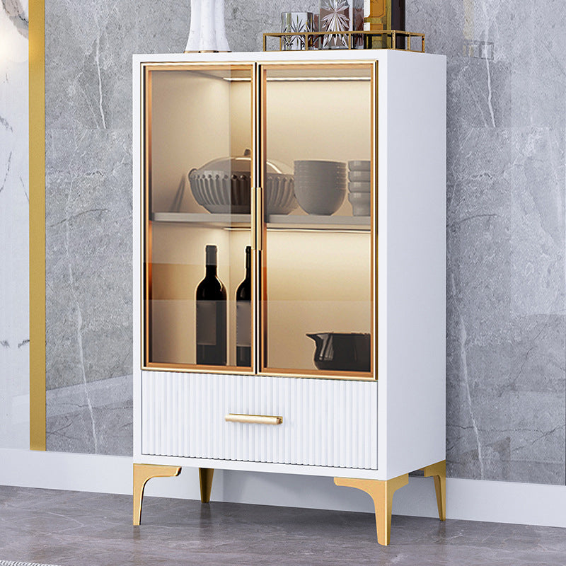 Glam Style Sideboard Engineered Wood Storage Sideboard with Glass Doors