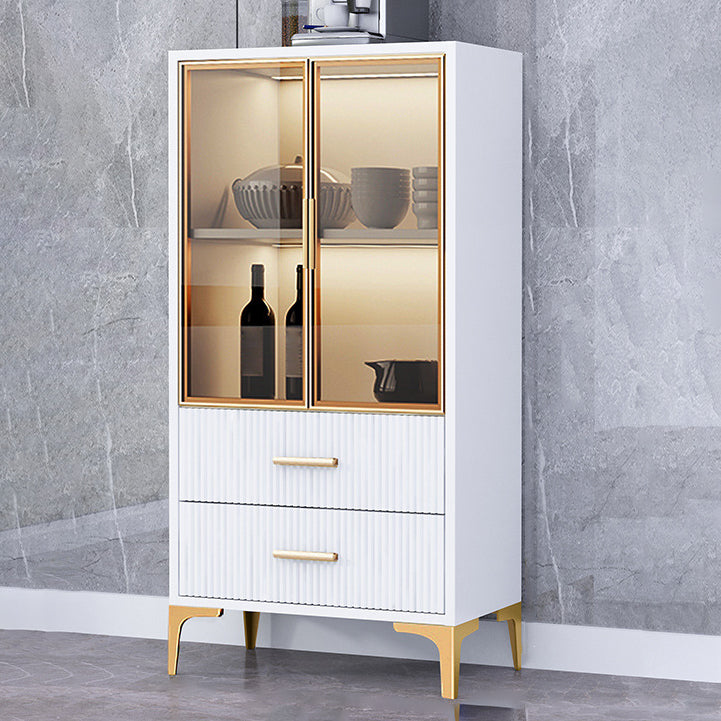 Glam Style Sideboard Engineered Wood Storage Sideboard with Glass Doors