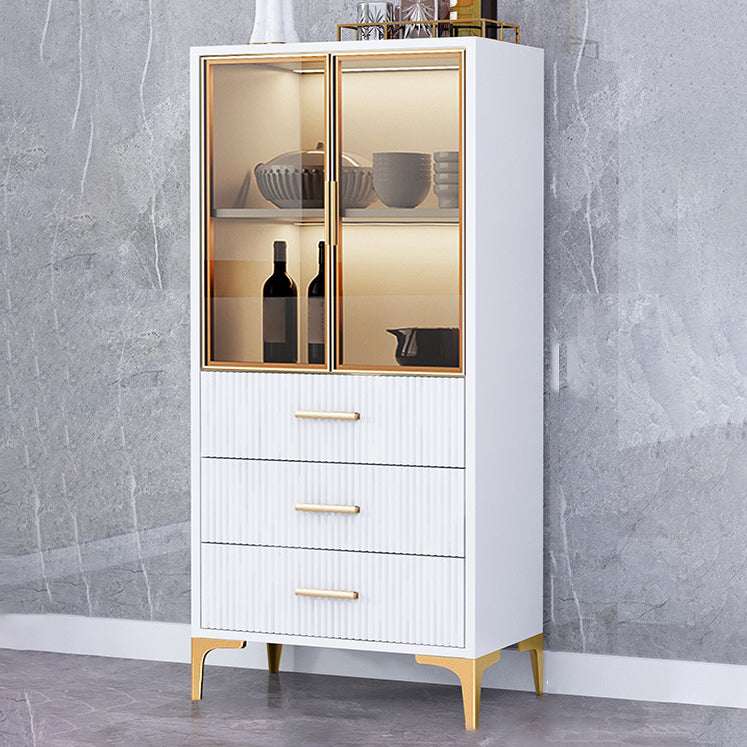 Glam Style Sideboard Engineered Wood Storage Sideboard with Glass Doors