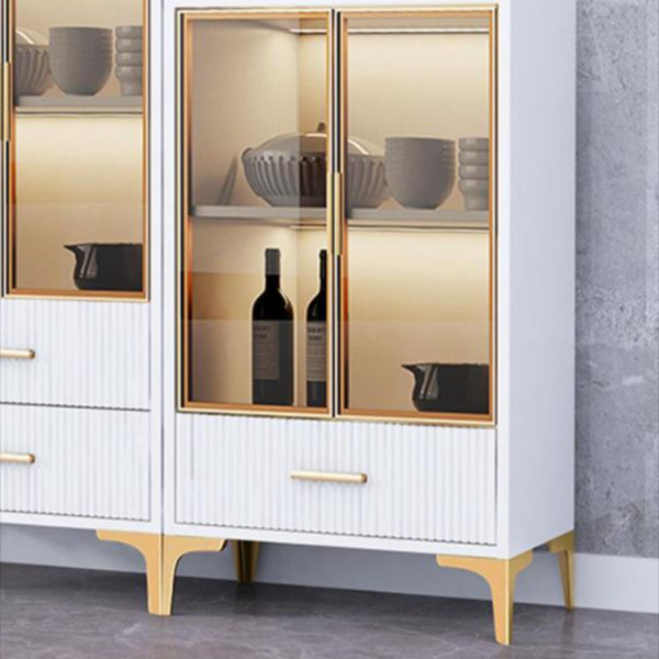 Glam Style Sideboard Engineered Wood Storage Sideboard with Glass Doors