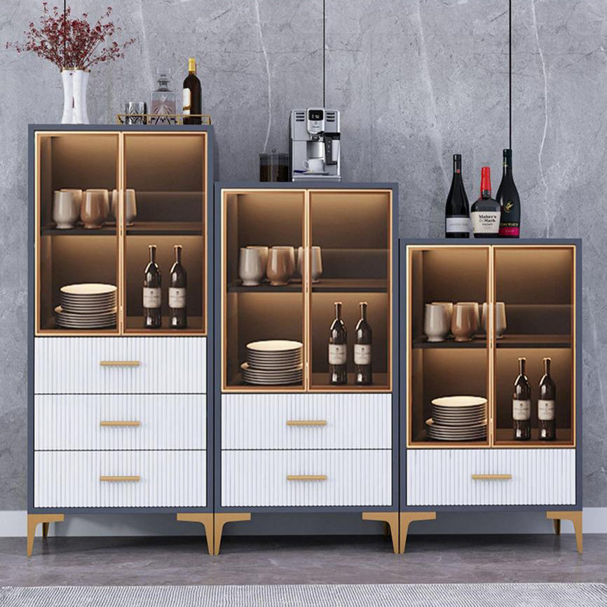 Glam Style Sideboard Engineered Wood Storage Sideboard with Glass Doors