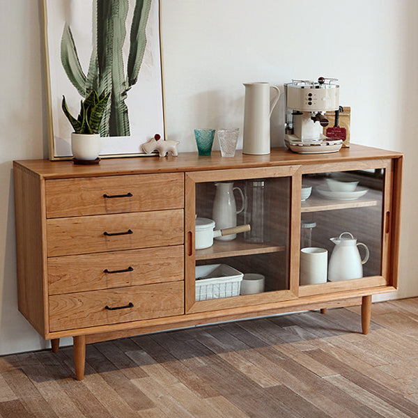 Wooden Sideboard Cabinet Modern Style Rectangle Storage Sideboard