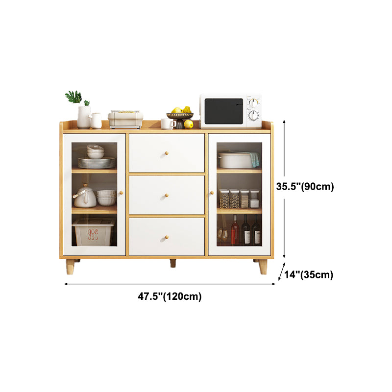 Modern Style Sideboard with Wooden Cabinets Drawers and Storage Sideboard for Dining Room