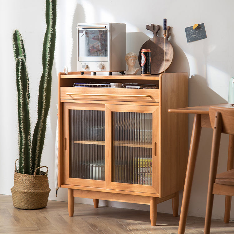 Modern Wood 36"H Sideboard Buffet Door Dining Room Buffet Server with Sliding Doors