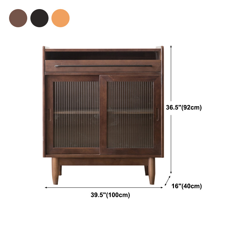 Modern Wood 36"H Sideboard Buffet Door Dining Room Buffet Server with Sliding Doors