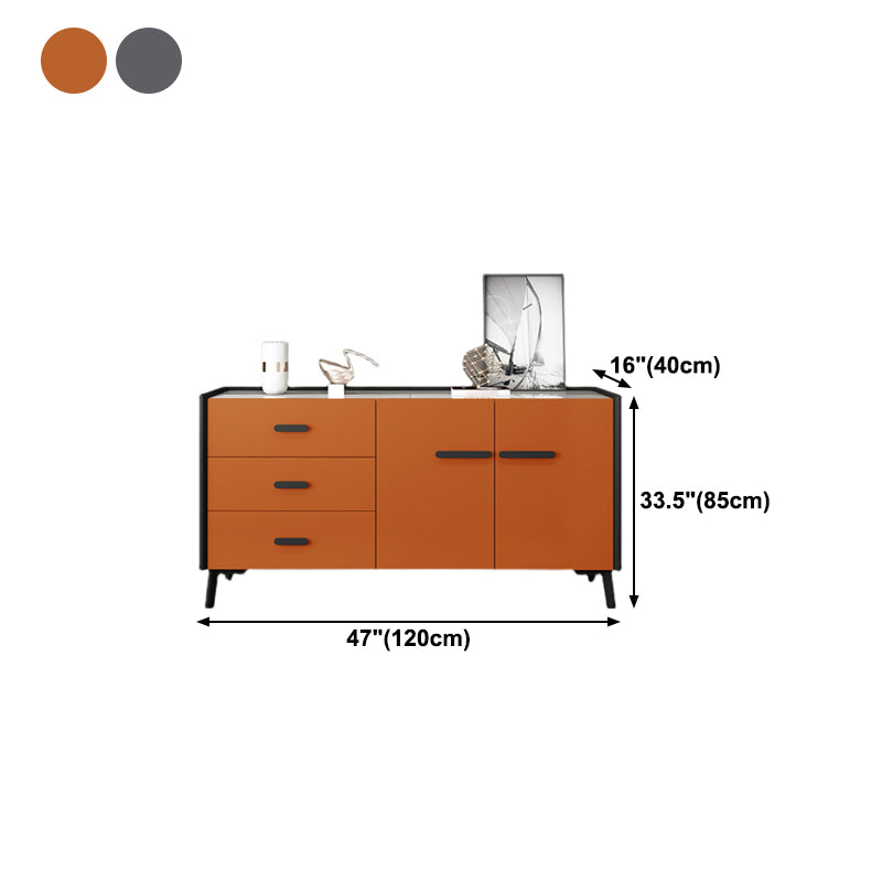 3-Drawer Engineered Wood Sideboard Modern Stone Countertop Dining Server for Restaurant