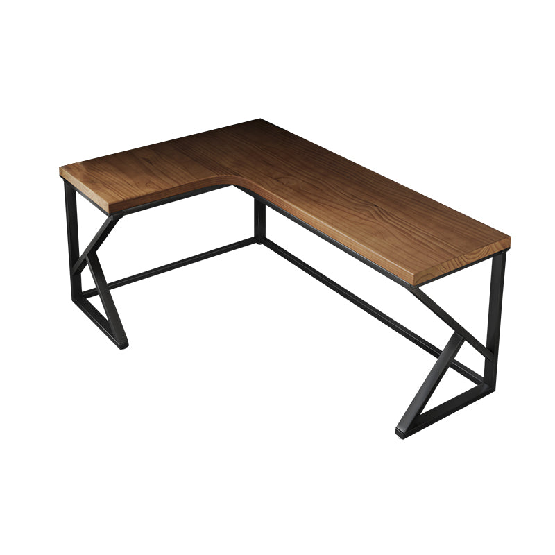 L-Shape Working Table Industrial Solid Wood Fixed Office Table