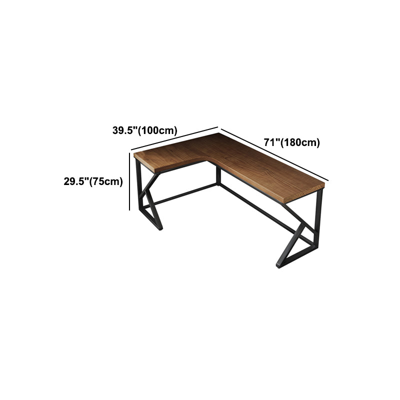 L-Shape Working Table Industrial Solid Wood Fixed Office Table