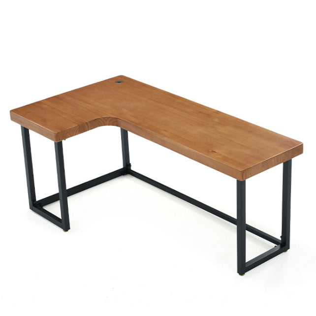 Solid Wood Home Office Table Industrial L-Shape Working Table