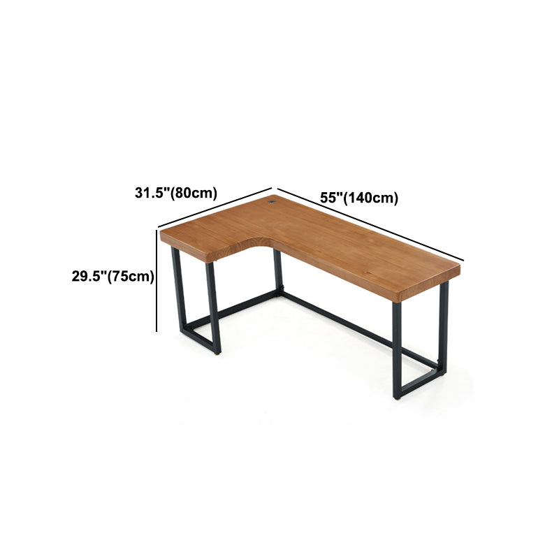 Solid Wood Home Office Table Industrial L-Shape Working Table