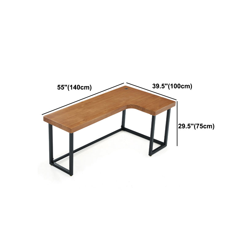 Solid Wood Home Office Table Industrial L-Shape Working Table