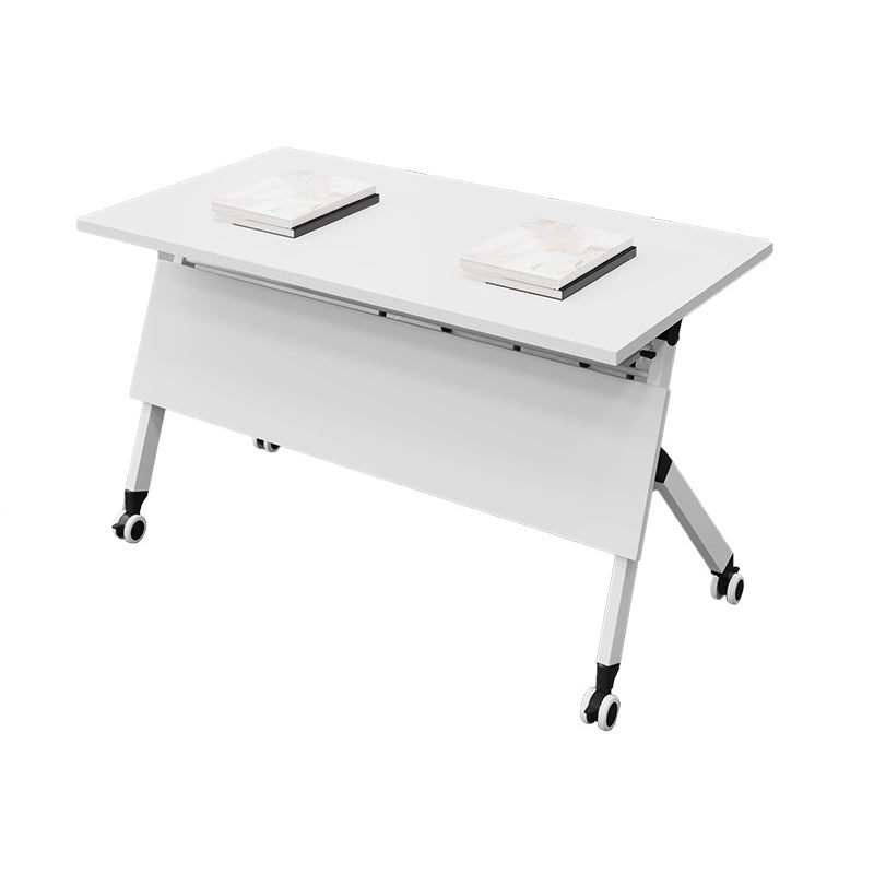 Modern Folding Office Desk with Wheels Manufactured Wood Rectangular Desk