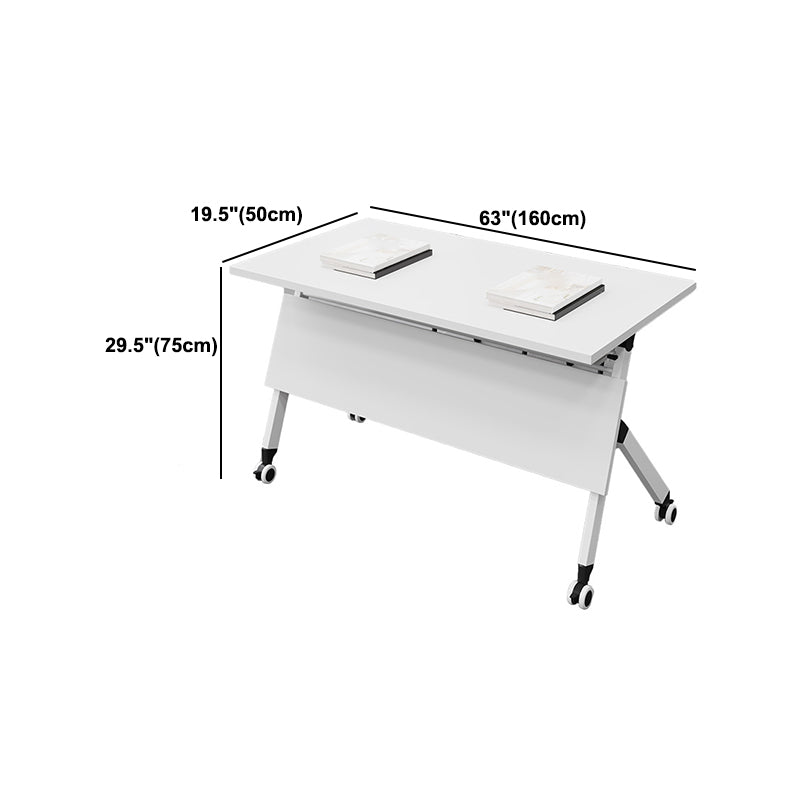 Modern Folding Office Desk with Wheels Manufactured Wood Rectangular Desk