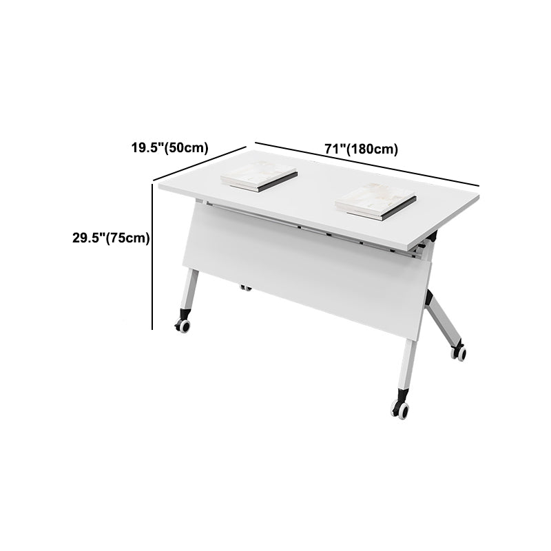 Modern Folding Office Desk with Wheels Manufactured Wood Rectangular Desk