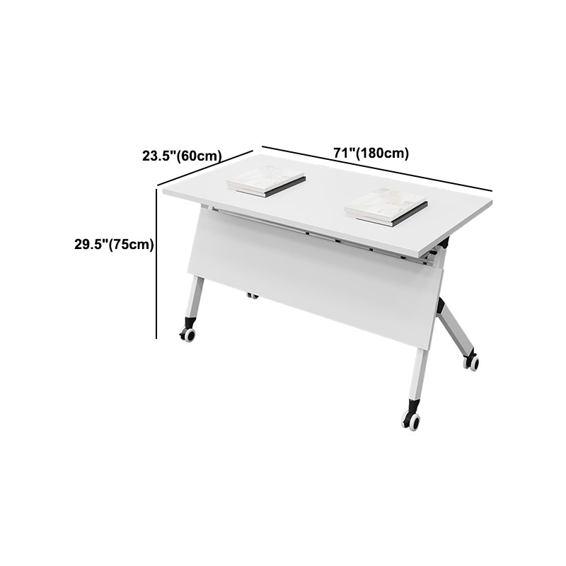 Modern Folding Office Desk with Wheels Manufactured Wood Rectangular Desk