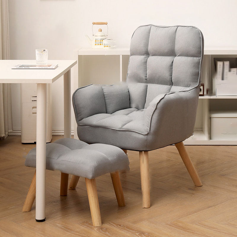 Modern Style Office Chair High Back Upholstered Task Chair with Wooden Base